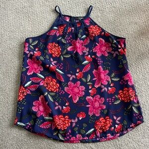 Papermoon Navy Blue Floral Blouse Tank Top